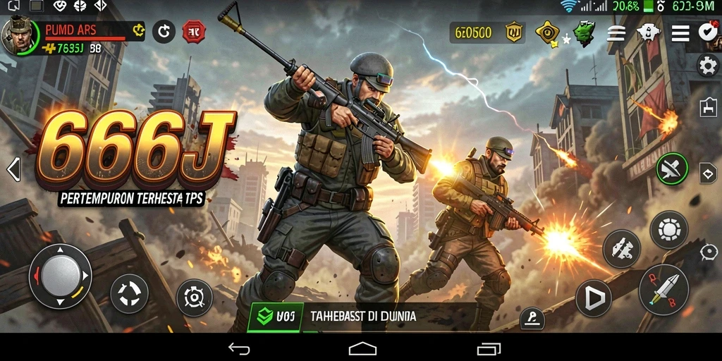Gameplay seru dalam 666J dengan aksi tembak-tembakan intens.