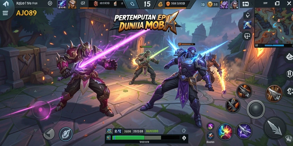 Tampilan seru gameplay AJO89 dalam pertempuran MOBA.