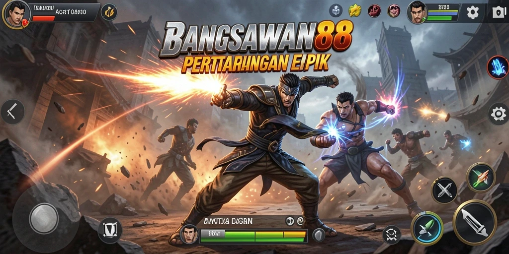Tangkapan layar BANGSAWAN88 menampilkan aksi pertarungan yang intens.