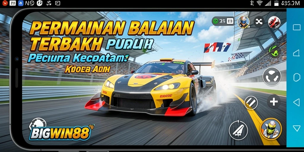 Screenshot gameplay BIGWIN88, menampilkan aksi balapan yang mendebarkan.
