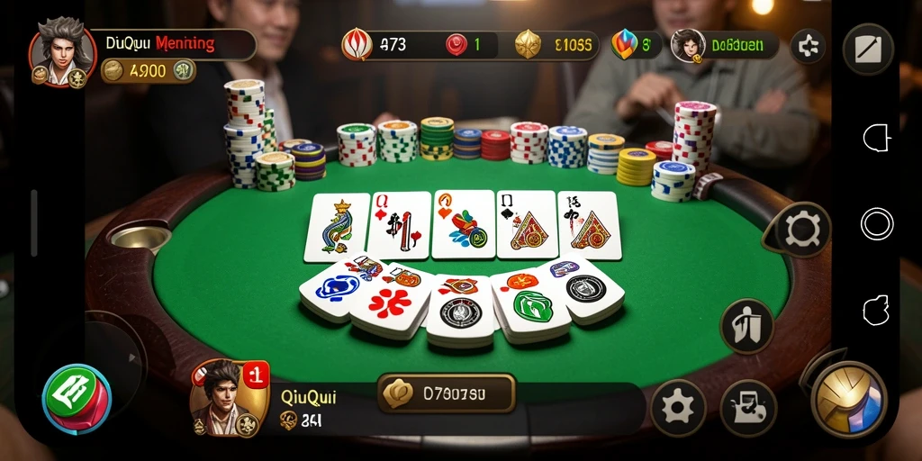 Screenshot gameplay D73 yang menunjukkan keseruan permainan QiuQiu.