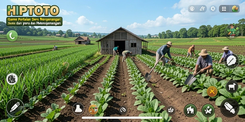 Tangkapan layar HPTOTO menampilkan ladang yang subur dan aktivitas bertani.