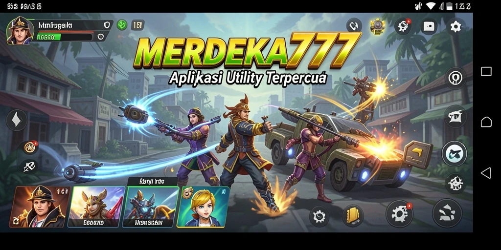 Tampilan utama dari aplikasi Utility MERDEKA777 dengan berbagai fitur bermanfaat.