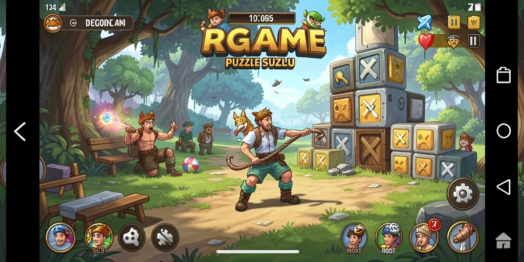 Screenshot RPGAME menampilkan gameplay seru dalam menyelesaikan puzzle.